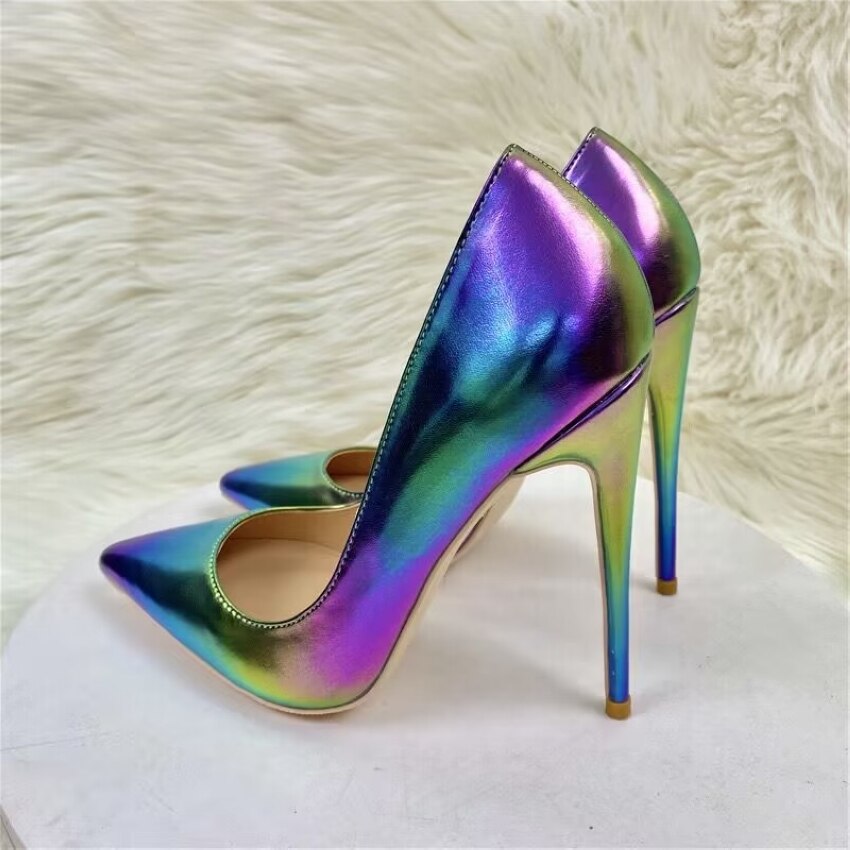 Purple Pointed-Toe Faux Leather Shoes