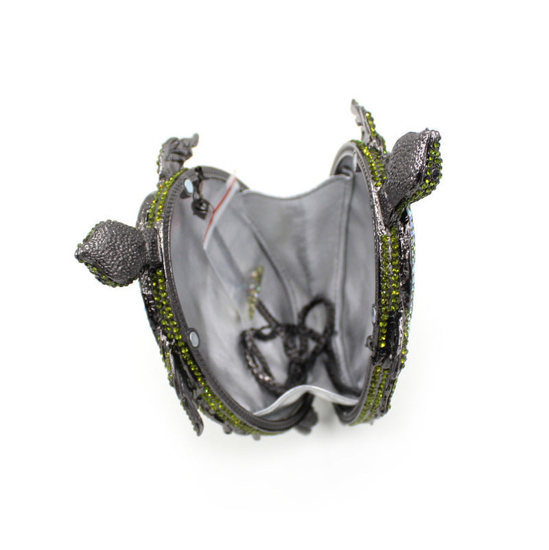 Turtle Crystal Hard Case Clutch Bag