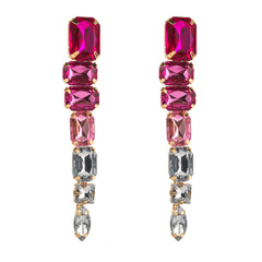 Colored Diamond Multi-Layer Tassel Earrings