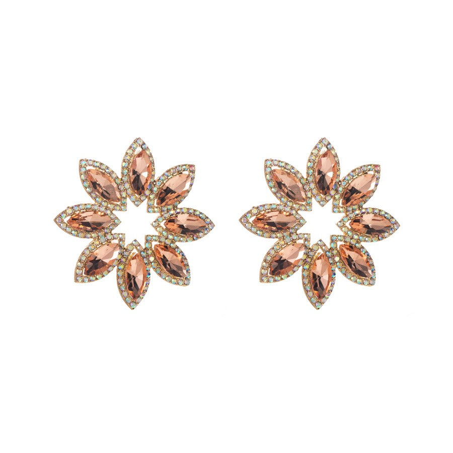 High-End Diamond Flower Earrings