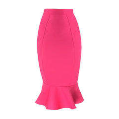 Elastic High Waisted Ruffled Bandage Skirt