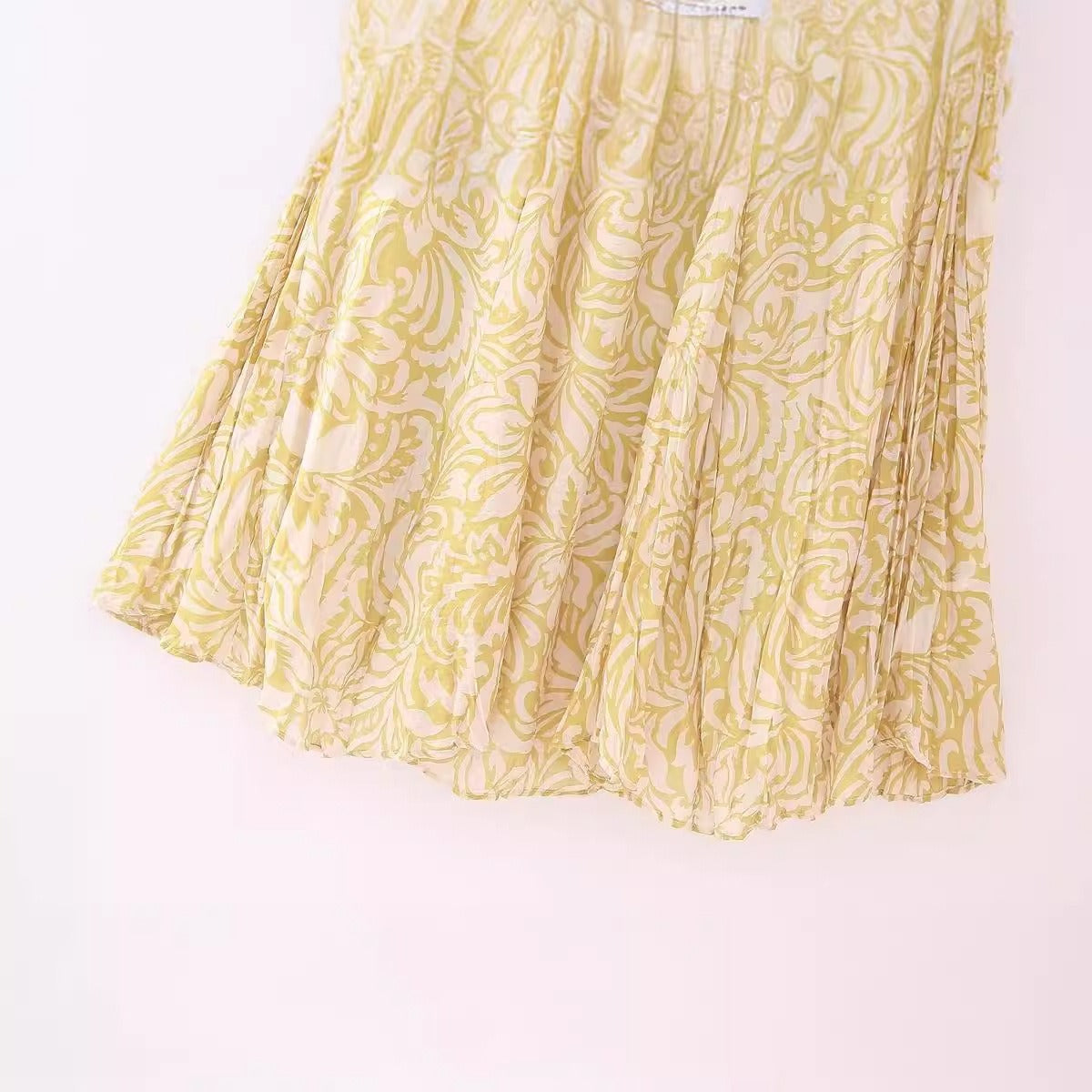 High Waist Lace Up A-Line Printed Midi Skirt