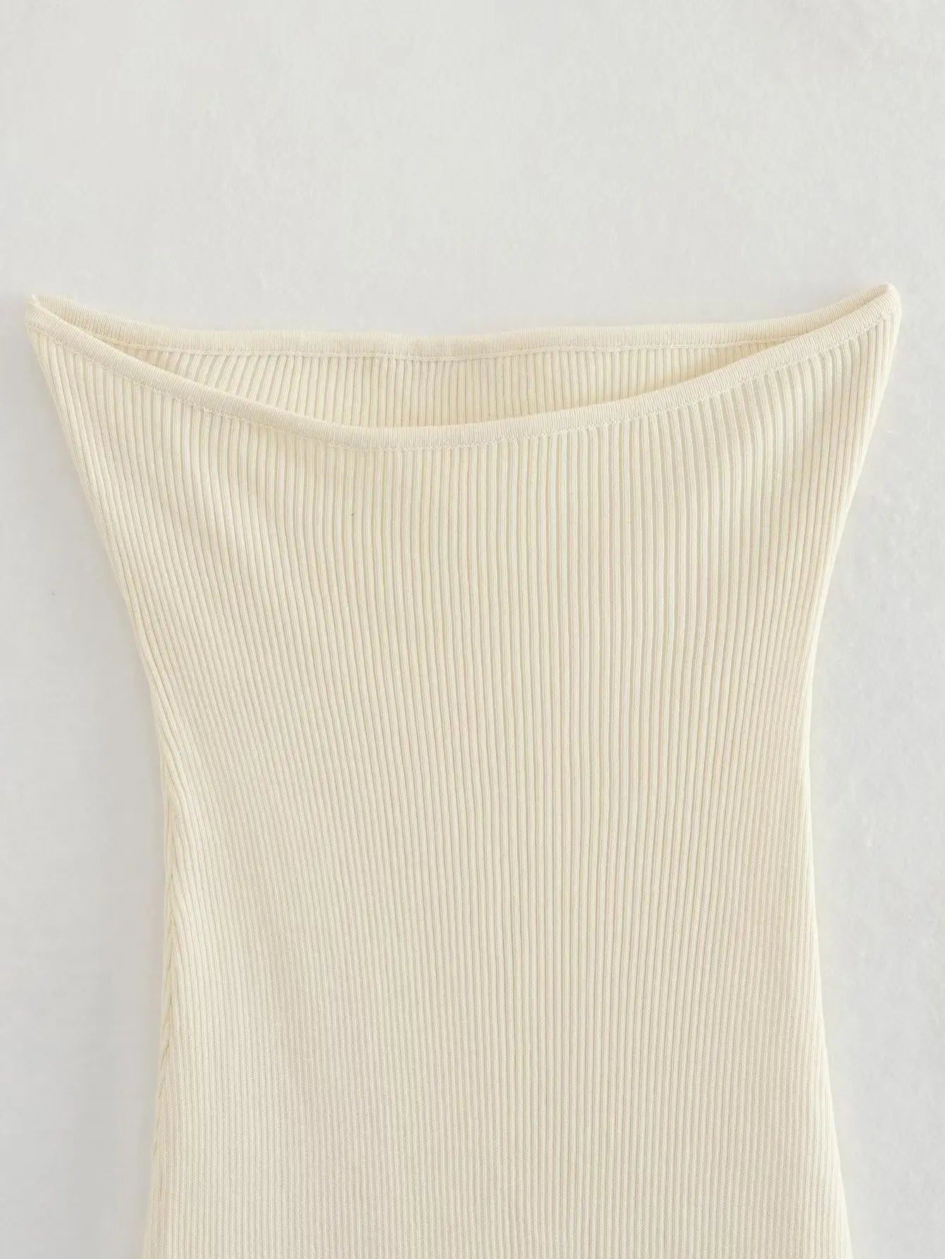 Strapless Ribbed Knit Maxi Dress