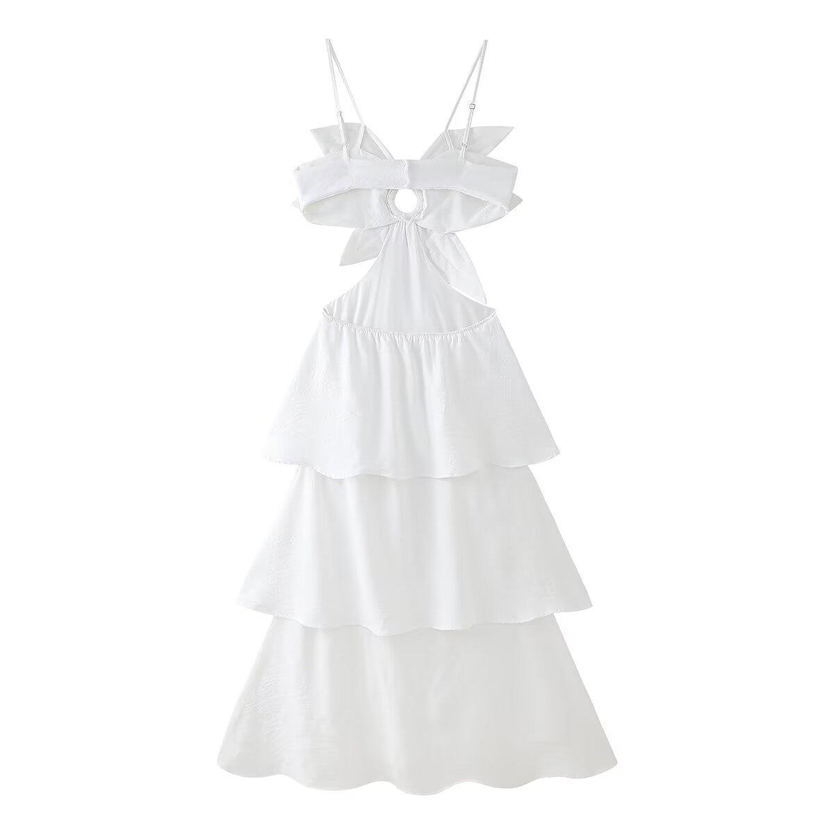 3D Flower Layered Ruffle Sexy A-Line Dress