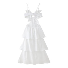 3D Flower Layered Ruffle Sexy A-Line Dress