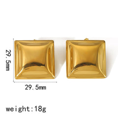 Stainless Steel Concave Square Earrings