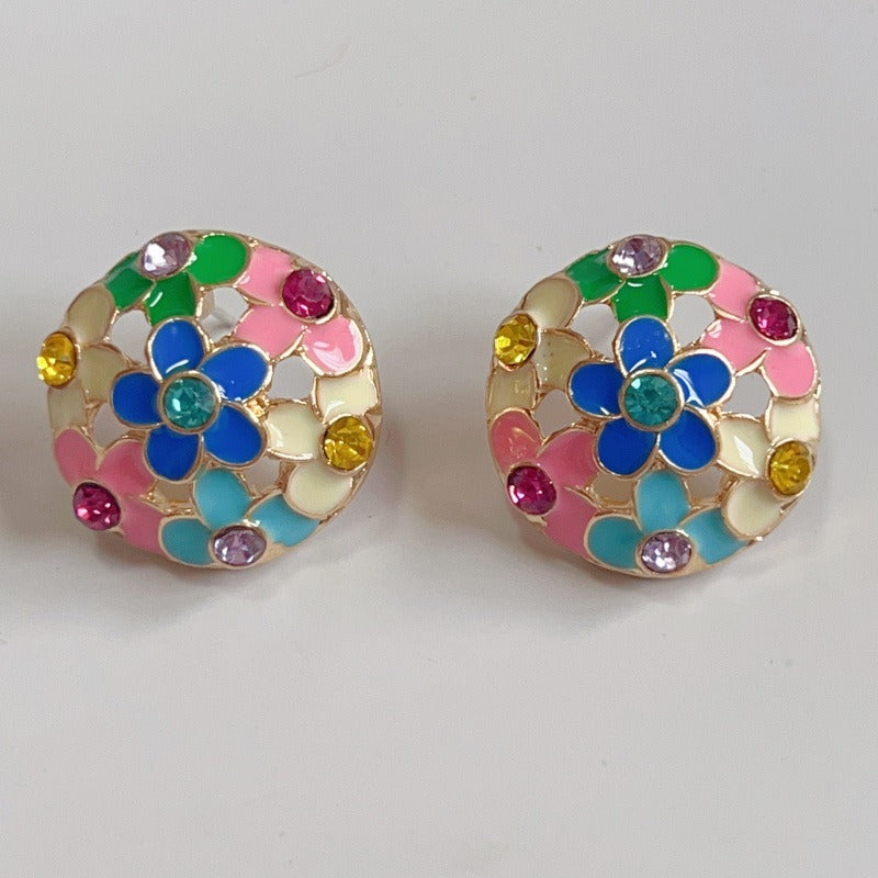 Retro Palace Four Seasons Round Enamel Earrings