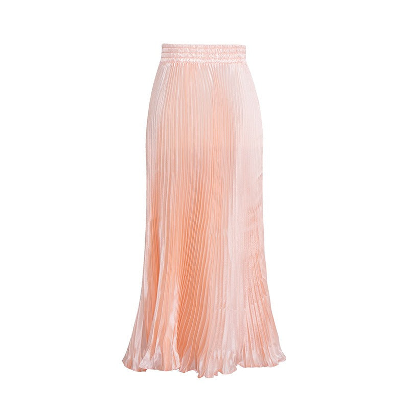 Glossy Pleated Accordion Skirt