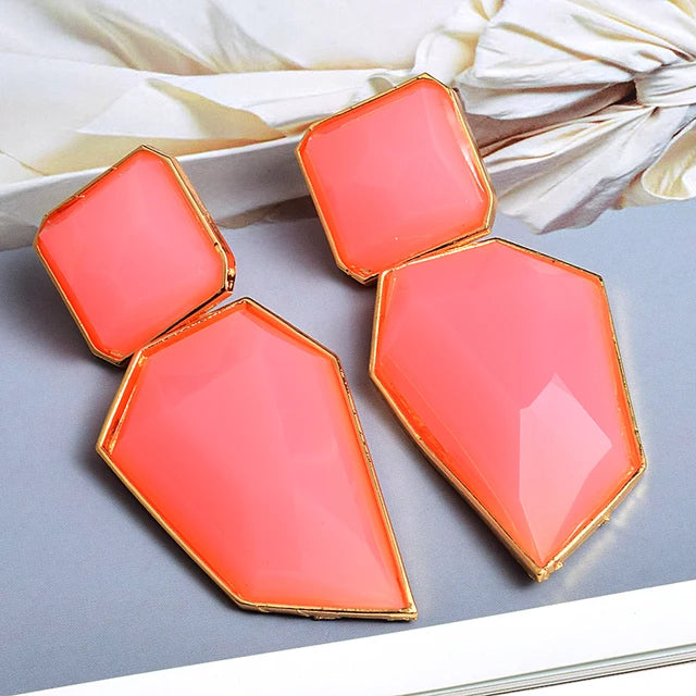 Geometric Shapes Resin Drop Earrings