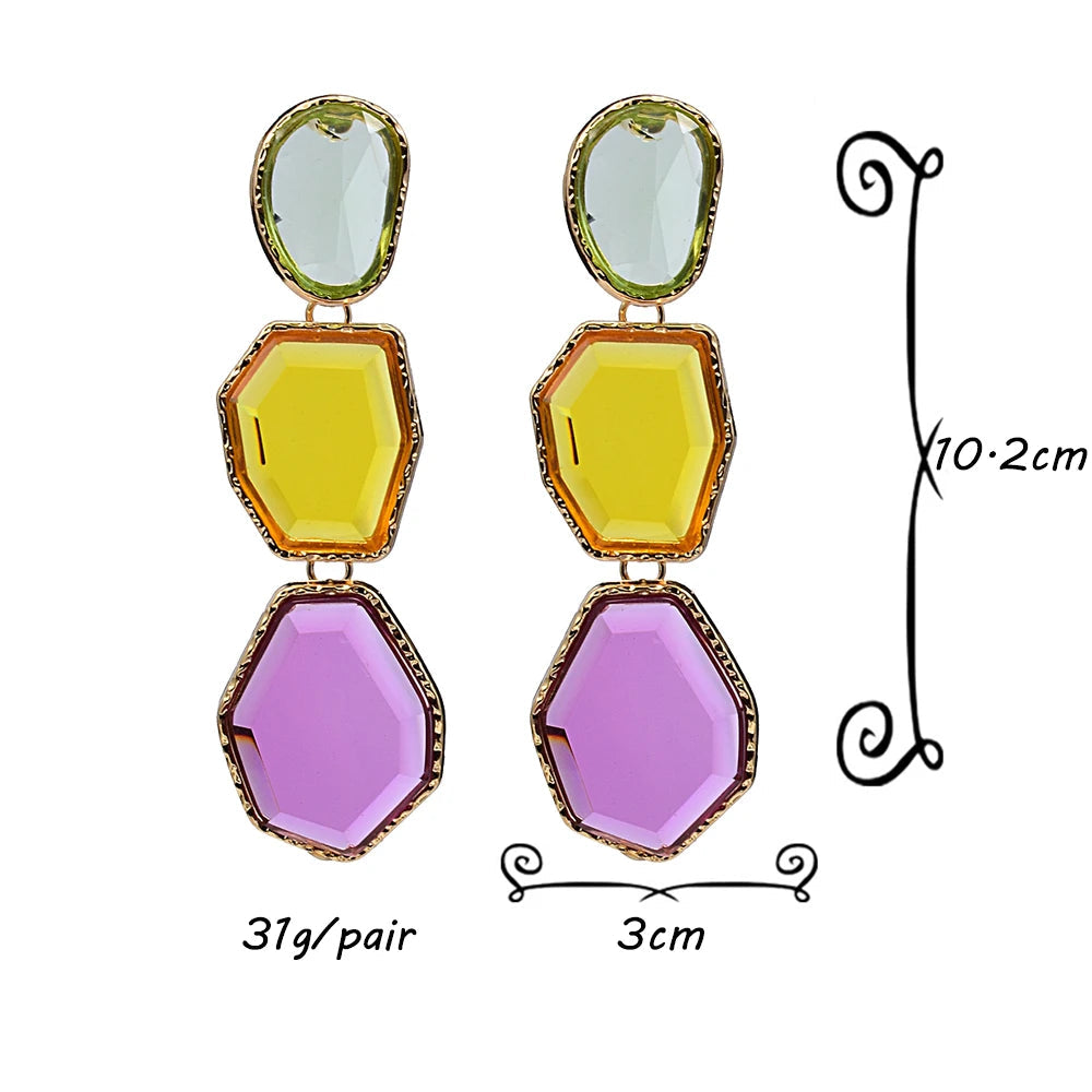 Clear Colored Resin Dangle Earrings