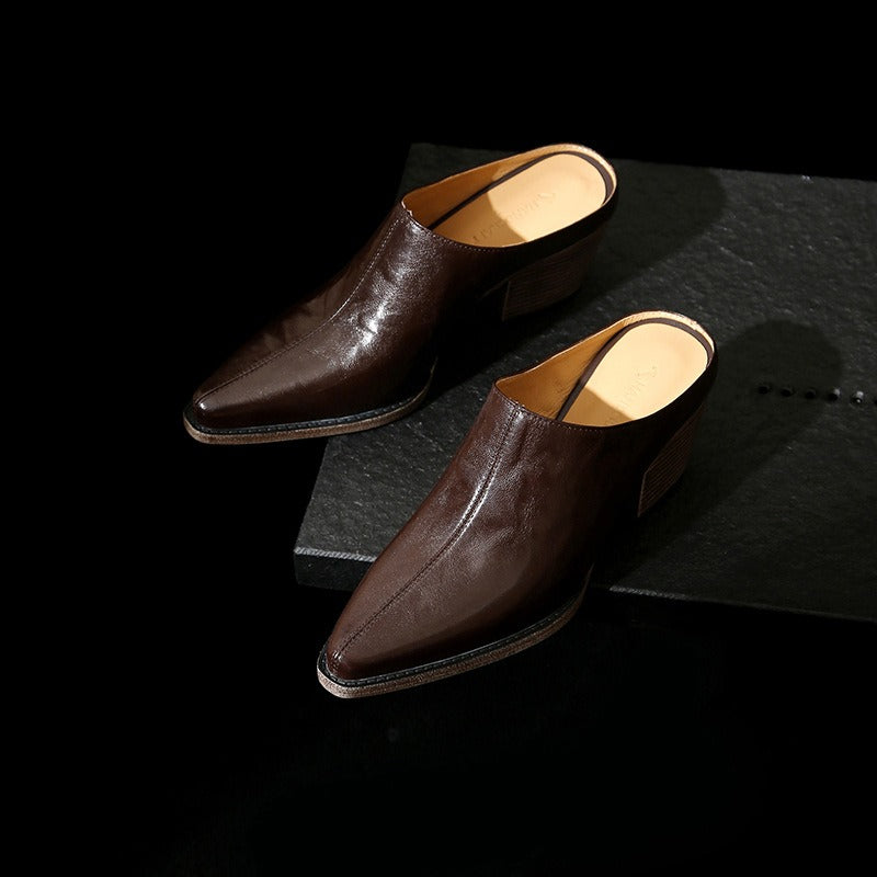 Retro Chunky Heel Mule Loafers