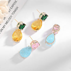 Color Block Ice Cracked Water Drop Earrings