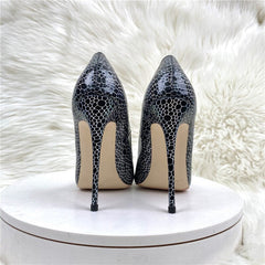 Pre Order:  Black Patent Geometry Pattern Pointed-Toe Shoes