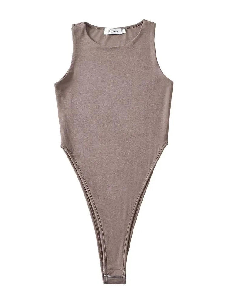 O-neck Sleeveless Stretchable Bodysuits Top