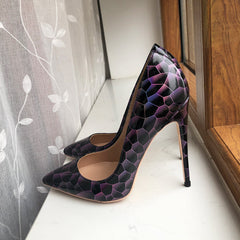 Stone Pattern Patent Leather Stilettos