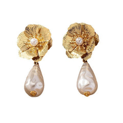 Elegant Flower Drop Pearl Earrings