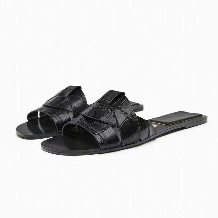 Woven Open Toe Flat Sandals