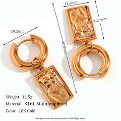 Stainless Steel Body Rectangular Pendant Earrings