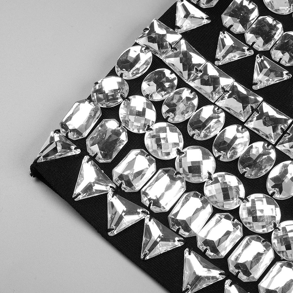 Studded Rhinestones Sleeveless Mini Dress