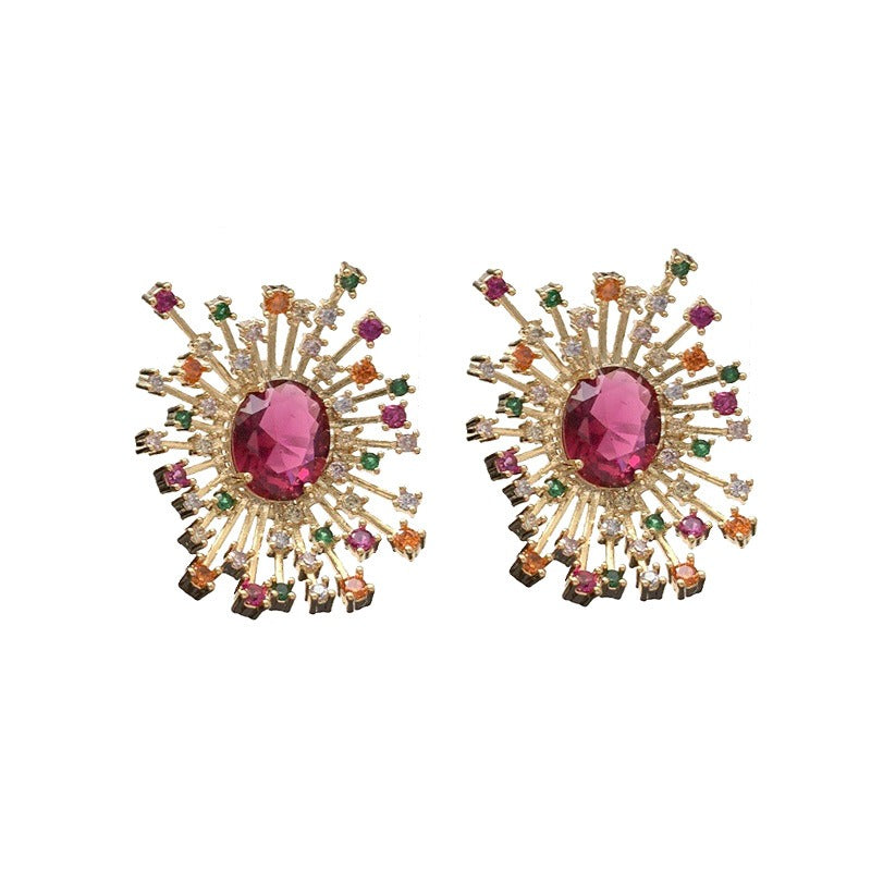 Sparkling Hollow Fireworks Zircon Earrings