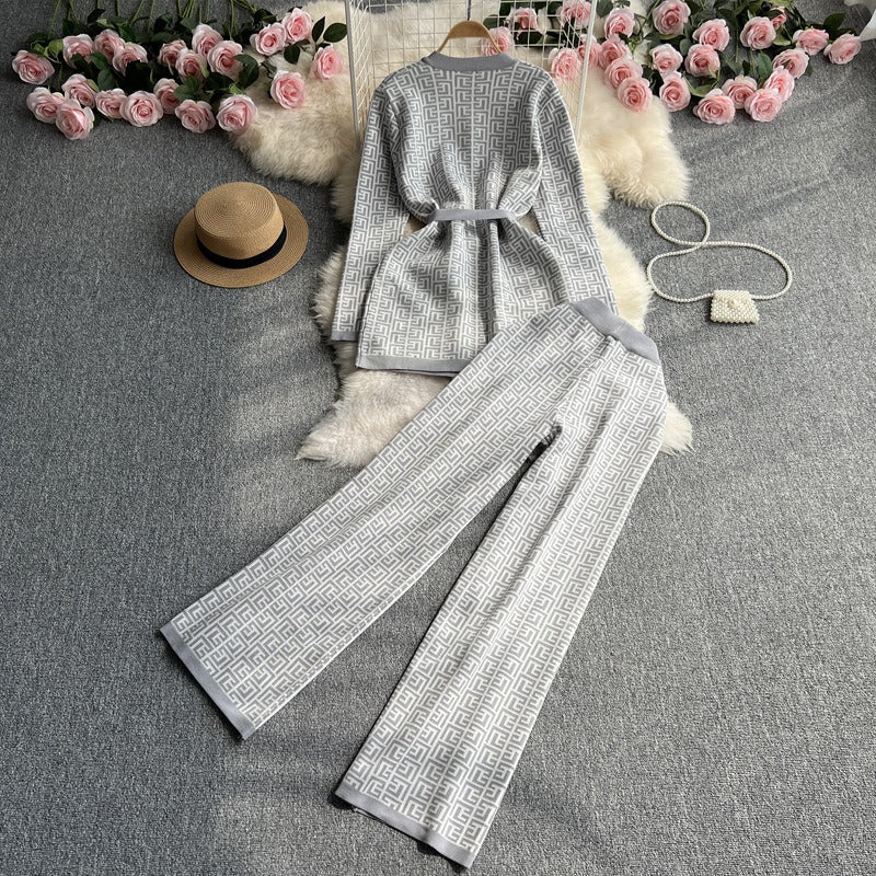 Two-Piece Knitted Top + Wide Leg Pants