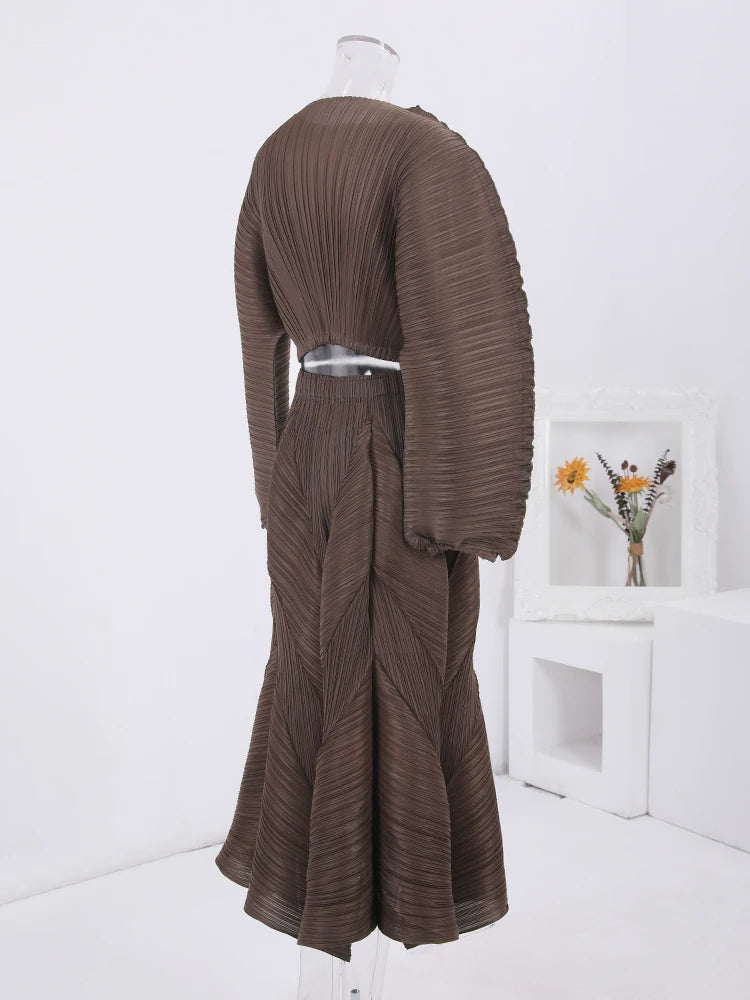 Pleated Short Top+ Pants Set