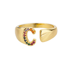 Multicolor Zircon Alphabet Plated Rings