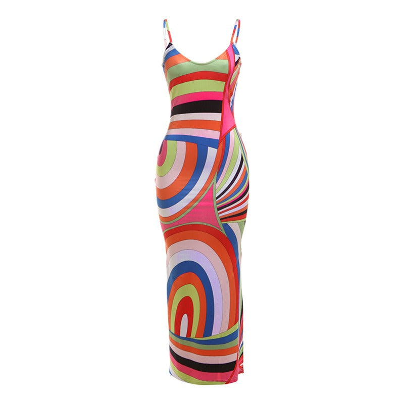 Color Block Slim Maxi Dress