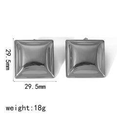 Stainless Steel Concave Square Earrings