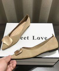 Boutique Splicing Flats Shoes Khaki Faux Leather Sequined Pointed Toe