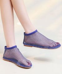 Fashion Red Breathable Mesh Sandals Boots Splicing Zircon