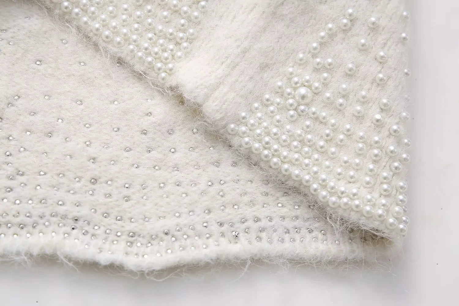 Pearly Sweater+Mini Skirt Knitted Set