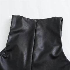 Scoop Neck Faux Leather Dress
