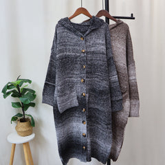 Retro Stripes Soft Hooded Knitted Cardigan