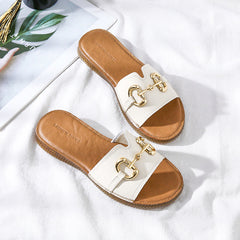 Women Summer Vintage Handmade Cowhide Leather Slippers