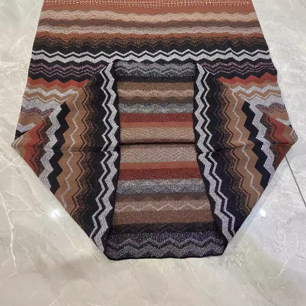 Zigzag Striped Knitted Maxi Dress