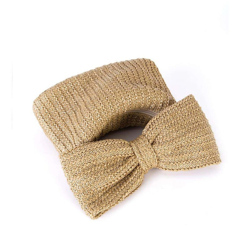 Pre Order:  Bow Knot Grass Woven Small Handbag