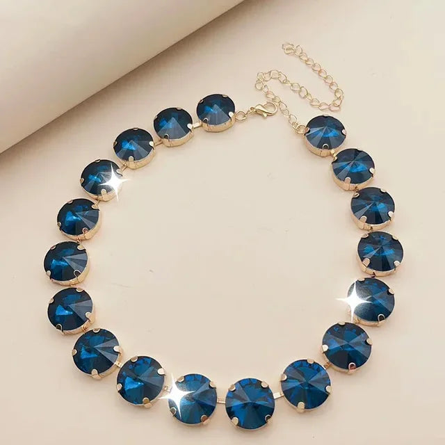 Shiny Glass Crystals Elliptic Cut Luxury Short Necklace