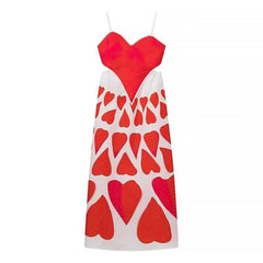 Painted Red Heart Backless Suspender Dress