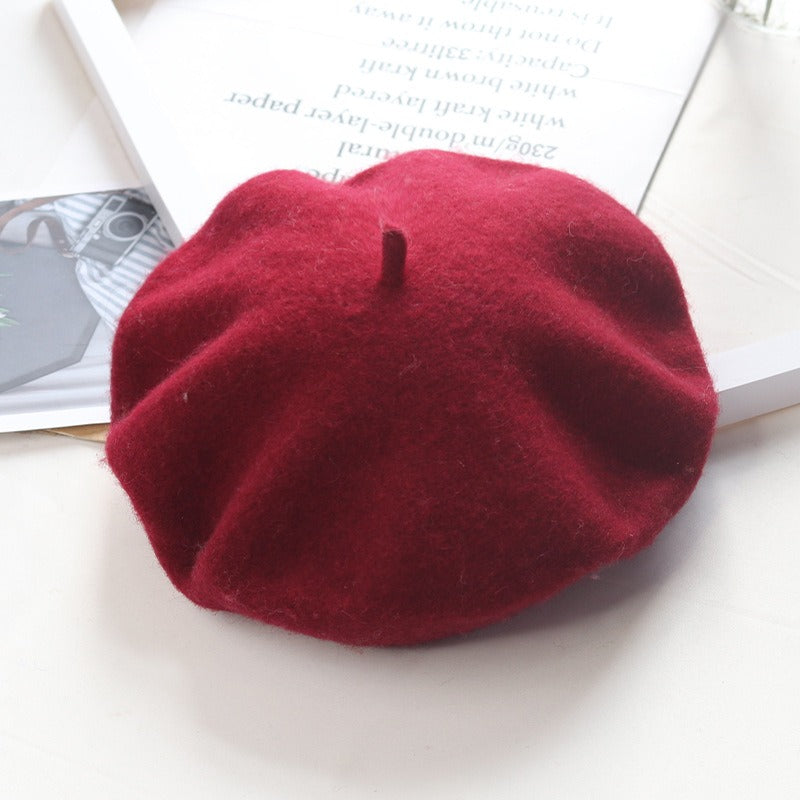 Round Top Knitted Wool Beret