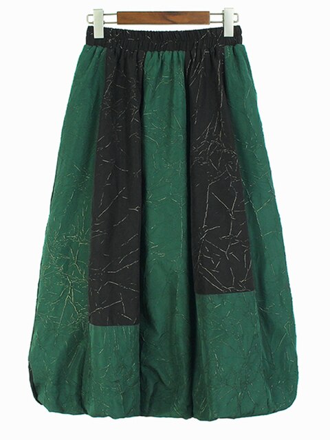 Retro Green Colorblock Vest and Skirt 2 Piece Set
