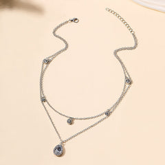 Water Drop Diamond Clavicle Chain Necklace