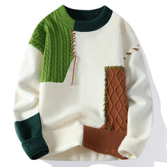 Color Block Round Neck Casual Knitted Sweater