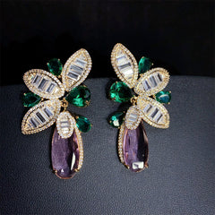 Water Droplet Flower Zircon Earrings