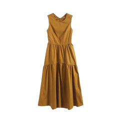 Round Necked Open Waist Sleeveless Dress