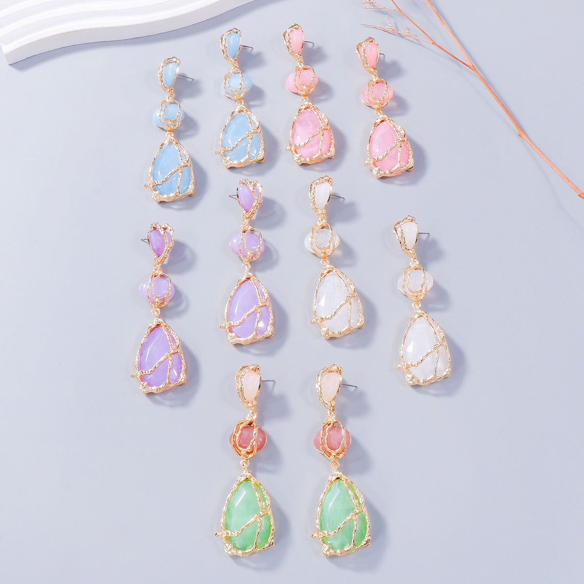 Pre Order:  Bohemian Tear Drop Resin Earrings