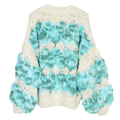 Gradient Color V-Neck Wool Knitted Cardigan