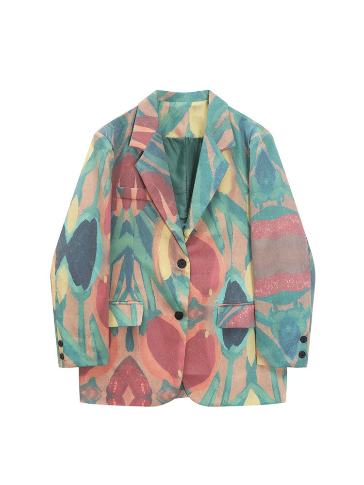 Elegant Graffiti Print Blazer