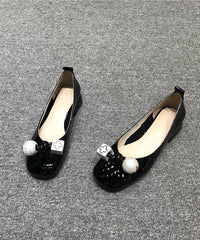 Chic Comfy Bow Splicing Flats Yellow Cowhide Leather