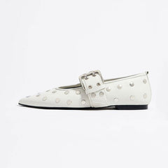 Pointed Shallow Mouth Belt Buckle Flat Shoes